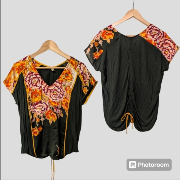💚🏵️ Anthropologie Tiny Evesham Satin Floral Top, S - Picture 3 of 14